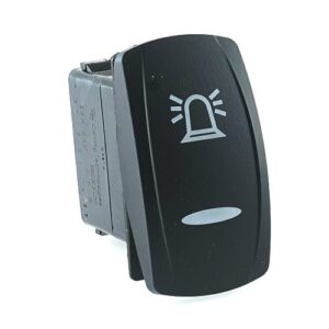 on-on Double Switch 24V/15A, Contura V, LED 1 superbright green, LED 2 superbright green, lens laser etched, symbol "rotary beacon"