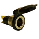 Built-in socket 2-pole, 6-24V, ISO 4165, with hinged lid, 2 x flat terminal 6,3mm