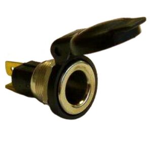 Built-in socket 2-pole, 6-24V, ISO 4165, with hinged lid, 2 x flat terminal 6,3mm