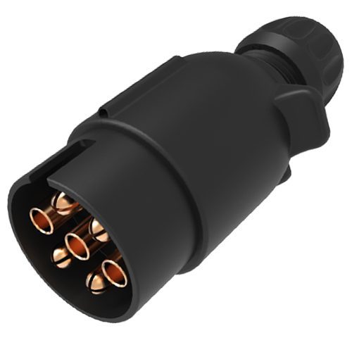 Plug 7-pole, 12V, screw contact, cap nut for cable diameter 9.2-11.5mm