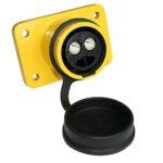 Socket 2-pole 24V, yellow, crimp-/soldering contact 35mm²,with push on cap