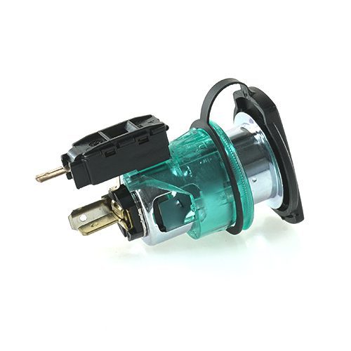 Power Socket, 12V, max. 20A, clamping sleeve green, with printed cover, LED lighting