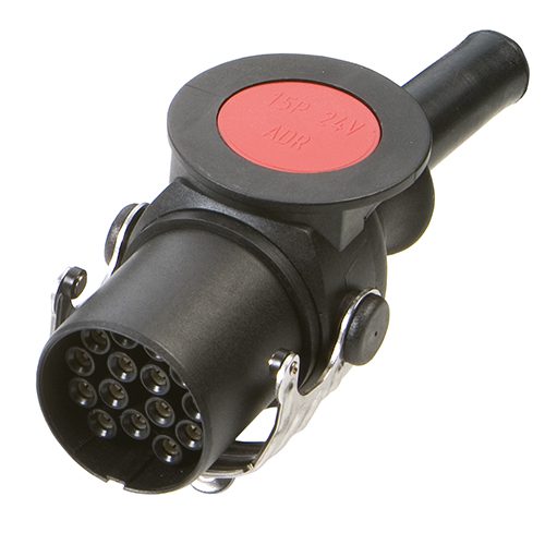 ADR plug 15-pole, 24 V, bending protection grommet, contact sleeve, for cable diameter 14.30 -15.10 mm