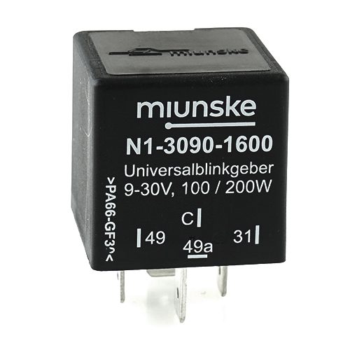 Universal Flasher 9V...30V, 10-200W, fully electronic, with control output
