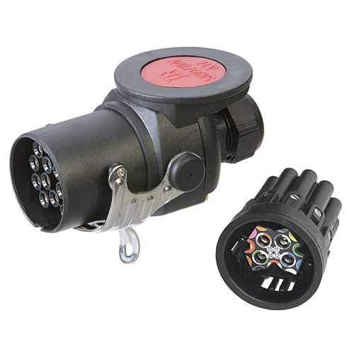 ADR/EBS/ABS Plug 15-pole, 24V, screw contact, cap nut for cable diameter 12.00-18.00mm, bayonet coupling