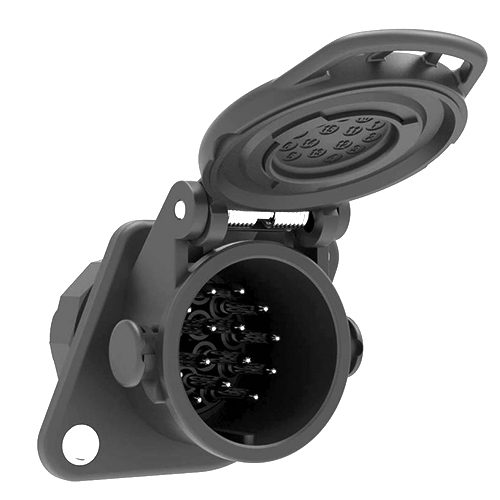 EBS/ABS/ADR socket 15-pole, 24V, crimp contact, cap nut for cable diameter 12-14mm