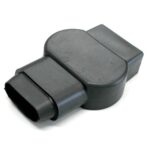 cover “+” for battery pole, black, cable opening oval, 39.6 x 12.7 mm