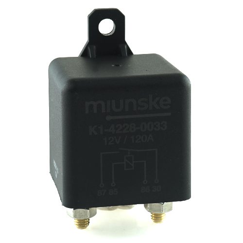 Power-Relay 12V, 120A, inrush current 200A, normally open, with lug