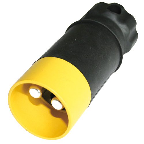 Plug 2-pole, 24V, crimp-soldering contact 35mm², cap nut, dual cable outlet 180°