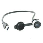 USB 3.0 socket for front mounting with M22 thread, type A/A, socket /plug 1:1 with pvc cable 0.3m, with protection cap