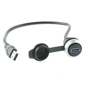 USB 3.0 socket for front mounting with M22 thread, type A/A, socket /plug 1:1 with pvc cable 0.3m, with protection cap