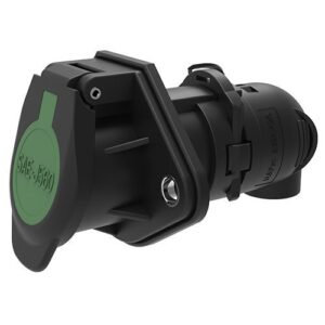 trailer plug 12 V, 7-pole, N-Type, SAE J560-12V, "WeatherLock", cable outlet 90°, for corrugated tube NW17, with cover cap