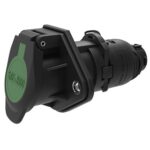 trailer plug 12 V, 7-pole, N-Type, SAE J560-12V, “WEATHER LOCK”, cable outlet 180°, for corrugated tube NW17, with cover cap