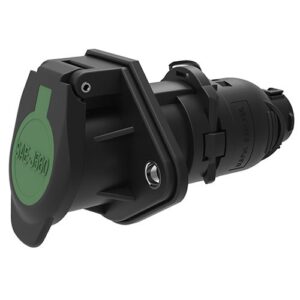 trailer plug 12 V, 7-pole, N-Type, SAE J560-12V, "WEATHER LOCK", cable outlet 180°, for corrugated tube NW17, with cover cap