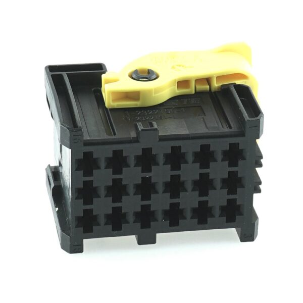 MCP socket housing, 18-pole (3x6), coding A, black with yellow locking lever