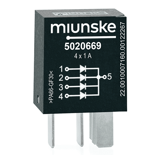diode combination micro, 4-fold, 1A, 400V, common cathode
