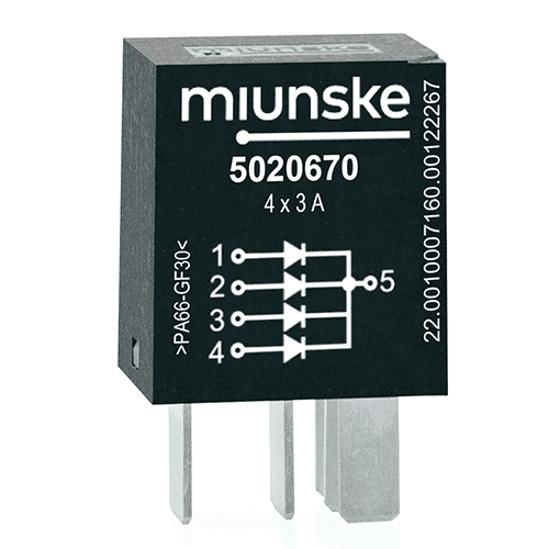 diode combination micro, 4-fold, 3A, 1000V, common cathode