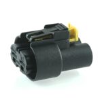 Power Connector, female holder, 2way, black, watertight