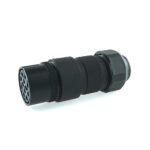 Plug with solder socket contacts 12-pole, 24V, black, for cable diameter 18-20mm