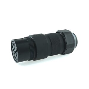 Plug with solder socket contacts 12-pole, 24V, black, for cable diameter 18-20mm