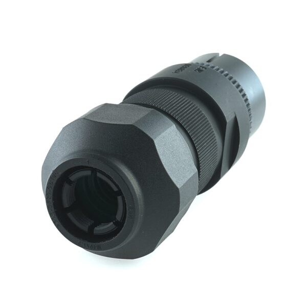 Plug with solder socket contacts 12-pole, 24V, black, for cable diameter 18-20mm