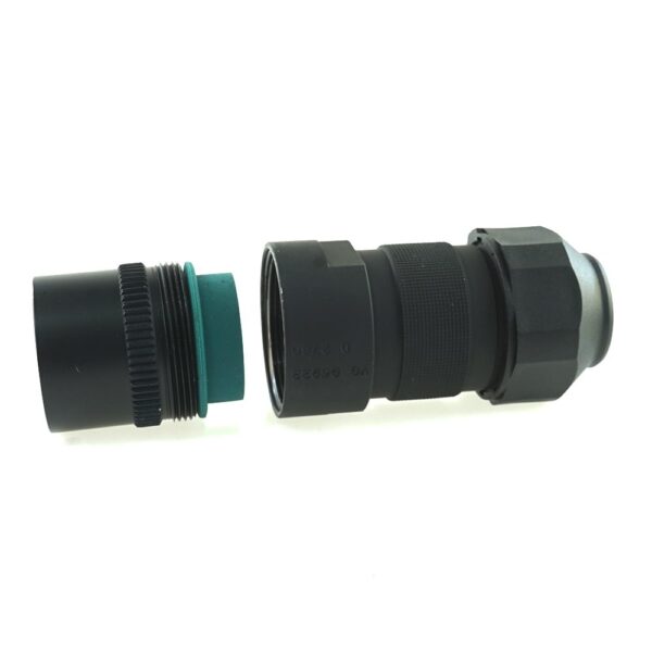 Plug with solder socket contacts 12-pole, 24V, black, for cable diameter 18-20mm