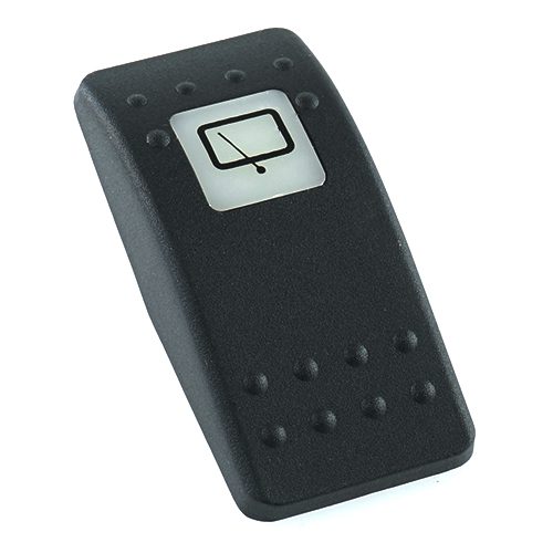 Actuator Contura II, black, square lens white, symbol "rear window wiper"
