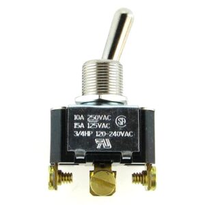 on-none-on Toggle Switch, 10A/250V, 15A/125V, single-pole, sealed