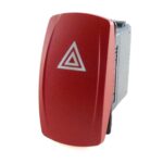 Hazard Warning Switch, 24V/15A, Contura V red, LED 1 red, square lens red, symbol “hazard warning”
