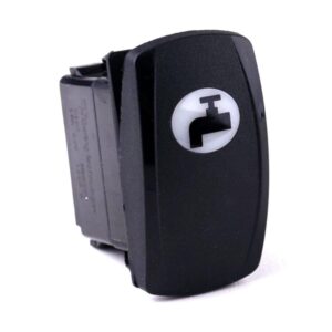 on-off Switch 24V/15A, Contura V, LED 1 superbright red, oval lens white, symbol "water flushing tap"