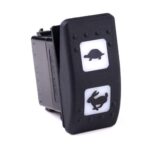 on-off Switch, 24V/15A, Contura II, LED 1 superbright green, LED 2 superbright green, 2x square lens white, symbol “turtle (slow)/rabbit (fast)”