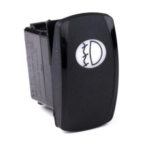 on-off Switch 12V/20A, Contura V, LED 1 superbright green, oval lens white, symbol "fog lamp"