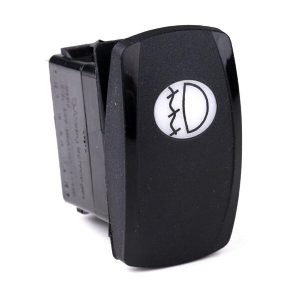 on-off Switch 12V/20A, Contura V, LED 1 superbright green, oval lens white, symbol "fog lamp"