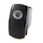 on-off Switch 12V/20A, Contura V, LED 1 superbright green, oval lens white, symbol “windscreen heating & ventilation”