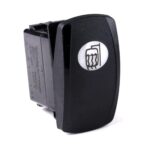 on-off Switch 12V/20A, Contura V, LED 1 superbright green, oval lens white, symbol “mirror defrost”