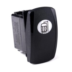 on-off Switch 12V/20A, Contura V, LED 1 superbright green, oval lens white, symbol "mirror defrost"