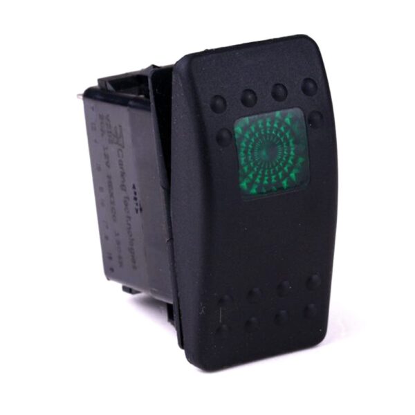 off<on Momentary Switch, 12V/20A, Contura II, LED 1 superbright green, square lens green, without symbol