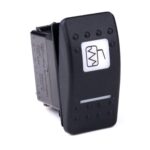 on-on Switch, 24V/15A, Contura II, LED 1 superbright green, LED 2 superbright green, square lens and bar lens white, symbol “side mirror defrost”