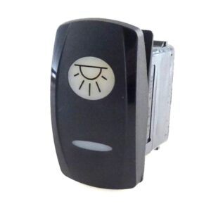 on-on Switch, 24V/15A, Contura V, LED 1 superbright green, LED 2 superbright green, oval lens and bar lens white, symbol "interior light"