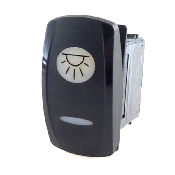 on-on Switch, 24V/15A, Contura V, LED 1 superbright green, LED 2 superbright green, oval lens and bar lens white, symbol "interior light"