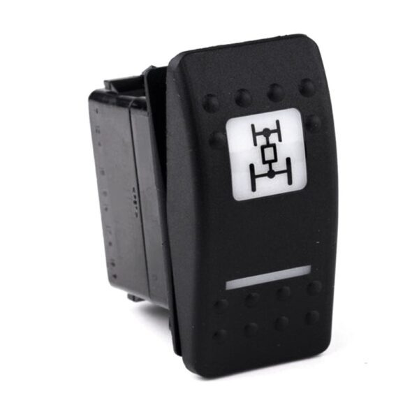 on-on Switch, 12V/20A, Contura II, LED 1 superbright green, LED 2 superbright red, square lens and bar lens white, symbol "all wheel drive"