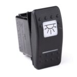 on-on Switch, 12V/20A, Contura II, LED 1 superbright green, LED 2 superbright green, square lens and bar lens white, with symbol “interior light”