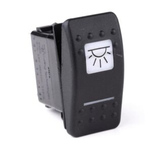 on-on Switch, 12V/20A, Contura II, LED 1 superbright green, LED 2 superbright green, square lens and bar lens white, with symbol "interior light"
