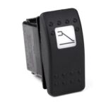 on>off<on Momentary Switch, 24V/20A, Contura II, LED 1 superbright green, square lens white, symbol 