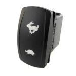 on>off<on Momentary Switch, 24V/15A, Contura V, without lamp/LED, no lens, symbol “rabbit (fast)/turtle (slow)”