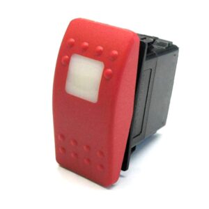 on>off<on Momentary Switch 12V/20A, Contura II, red, LED 1 superbright green, square lens white