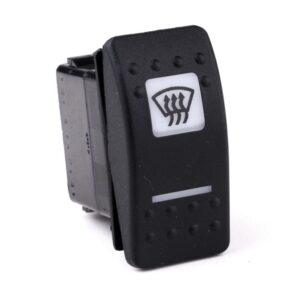 on>off<on Momentary Switch, 12V/20A, Contura II, LED 1 superbright green, LED 2 superbright red, square lens and bar lens white, symbol "windscreen heating and ventilation"