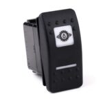 on>off<on Momentary Switch, 12V/20A, Contura II, LED 1 superbright green, LED 2 superbright red, square lens and bar lens white, symbol “trans. oil pressure”