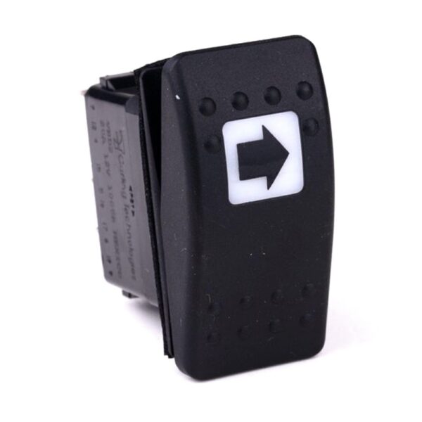 off<on Doppeltaster, 12V/20A, Contura II, LED 1 gelb, quadratische Linse weiß, Symbol "Pfeil nach rechts", mit Flächendichtung Double Momentary Switch, 12V/20A, Contura II, LED 1 amber, square lens white, symbol "arrow right", with panel seal