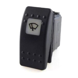 on-on Double Switch, 24V/15A, Contura II, LED 2 superbright green, square lens white, symbol "windshield wiper", with panel seal